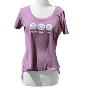 Accent Language Women's Yoga T Shirt Peace Love Om Size Medium